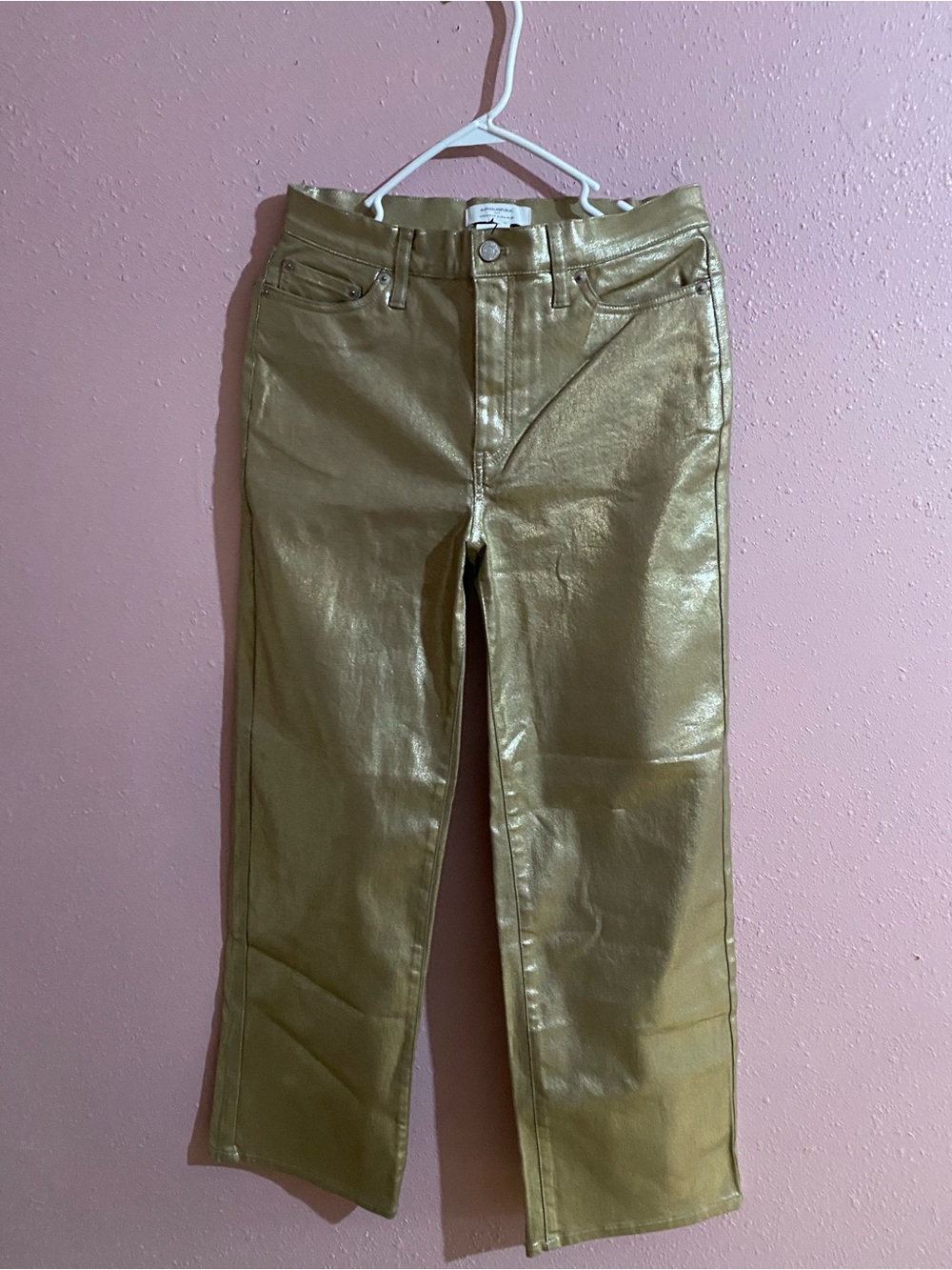 Banana Republic Metallic Gold Straight-Leg high rise pants size 28